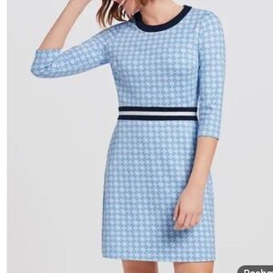 NWT DRAPER JAMES BLUE AND WHITE HONEYCOMB PERSLEY DRESS LONG SLEEVE SIZE 2X